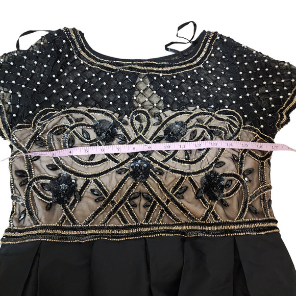 Nwt Aidan Mattox Boat Neck Short Sleeve Embellished Tafetta Dress size 12 - Picture 8 of 11